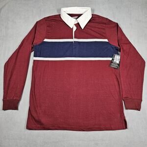 KingSize Rugby Shirt Mens XL Tall Colorblock Red Blue Preppy Sporty Y2K Casual